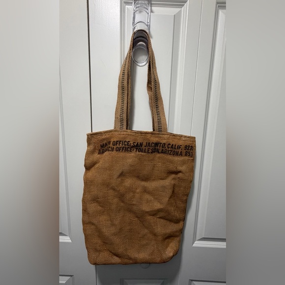 Vintage Burlap Tan Shoulder Bag - Picture 2 of 4